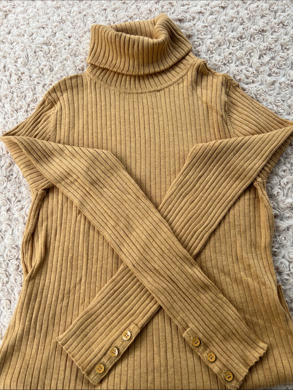 J. McLaughlin Ribbed Turtleneck Sweater in Camel Tan